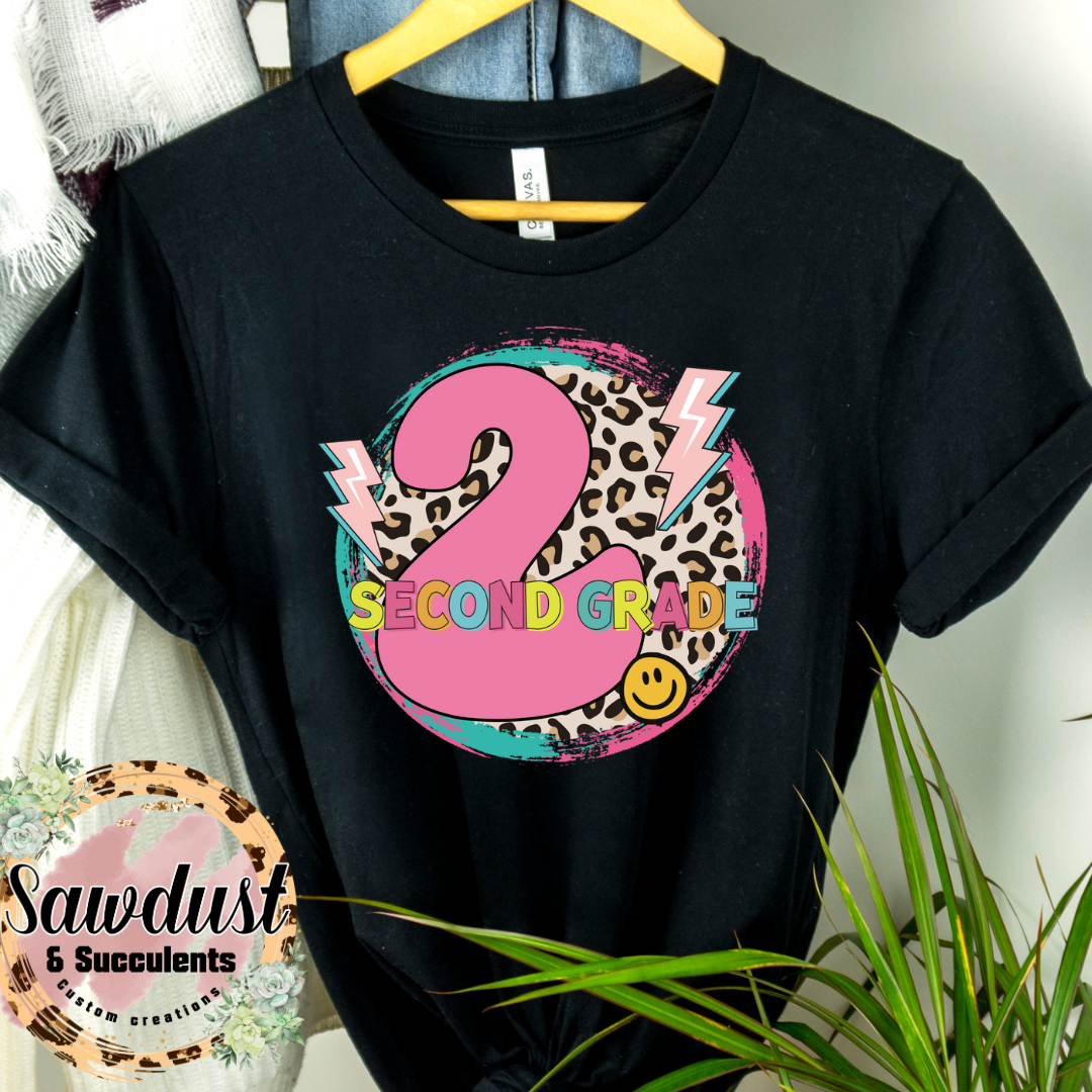 Leopard Neon Second Grade graphic Tee