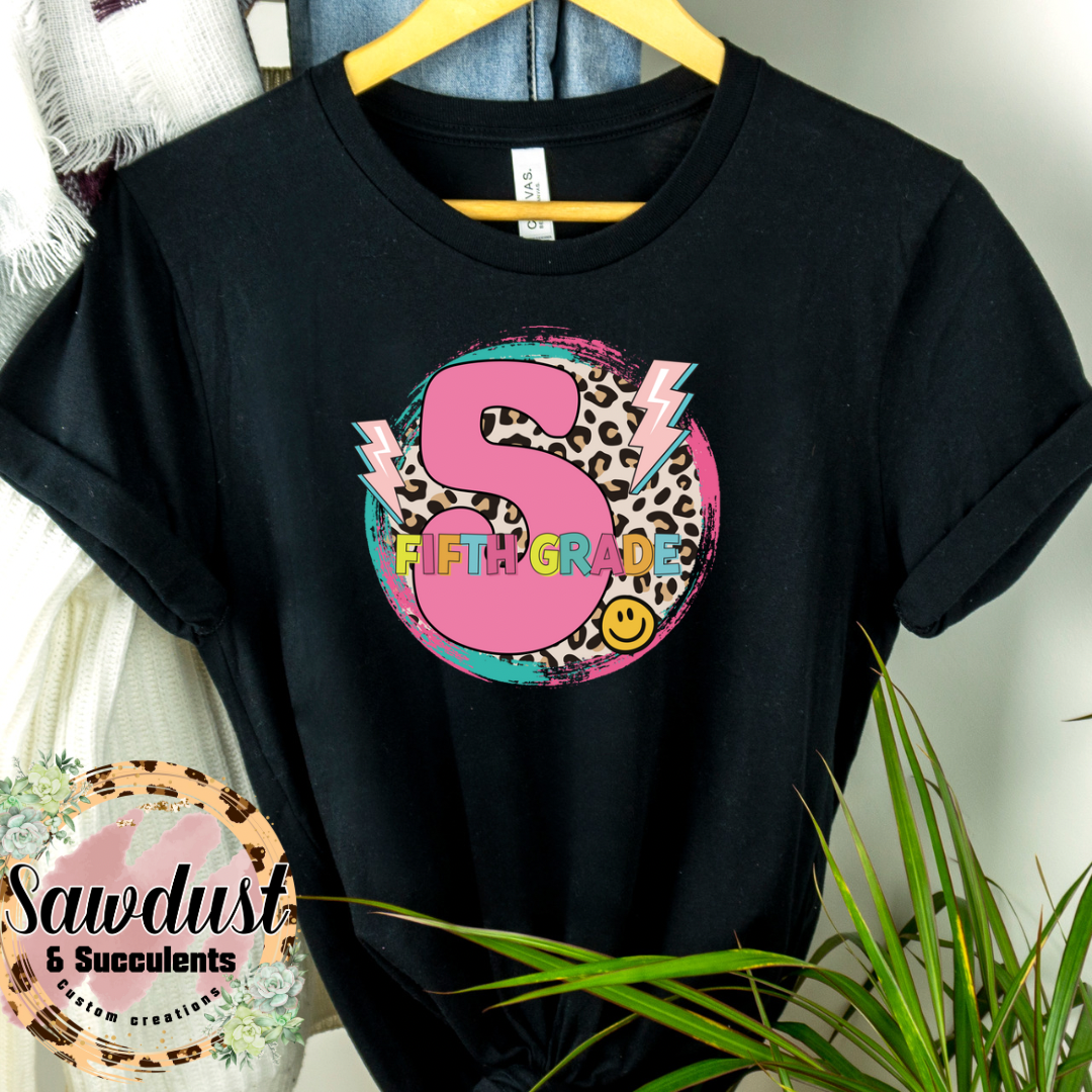 Leopard Neon Fifth Grade graphic Tee