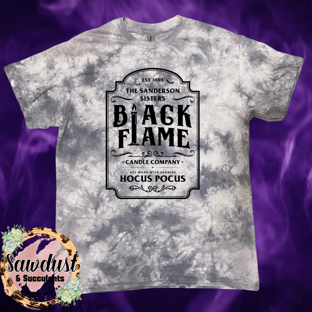 The Sanderson Sisters Black Flame Candle Company Grey Tie-Dye Graphic Tee