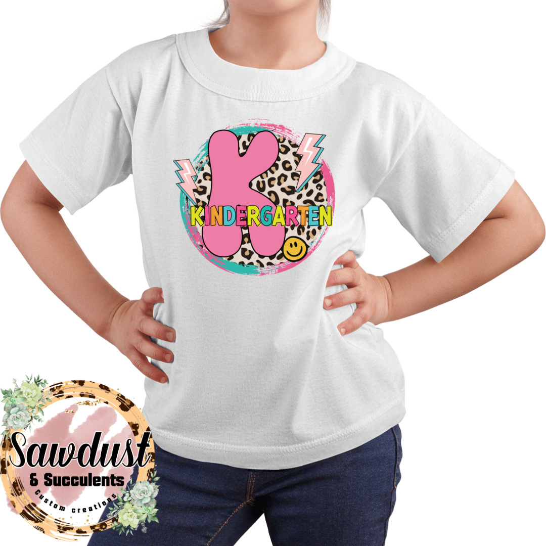 Leopard Neon Kindergarten graphic Tee