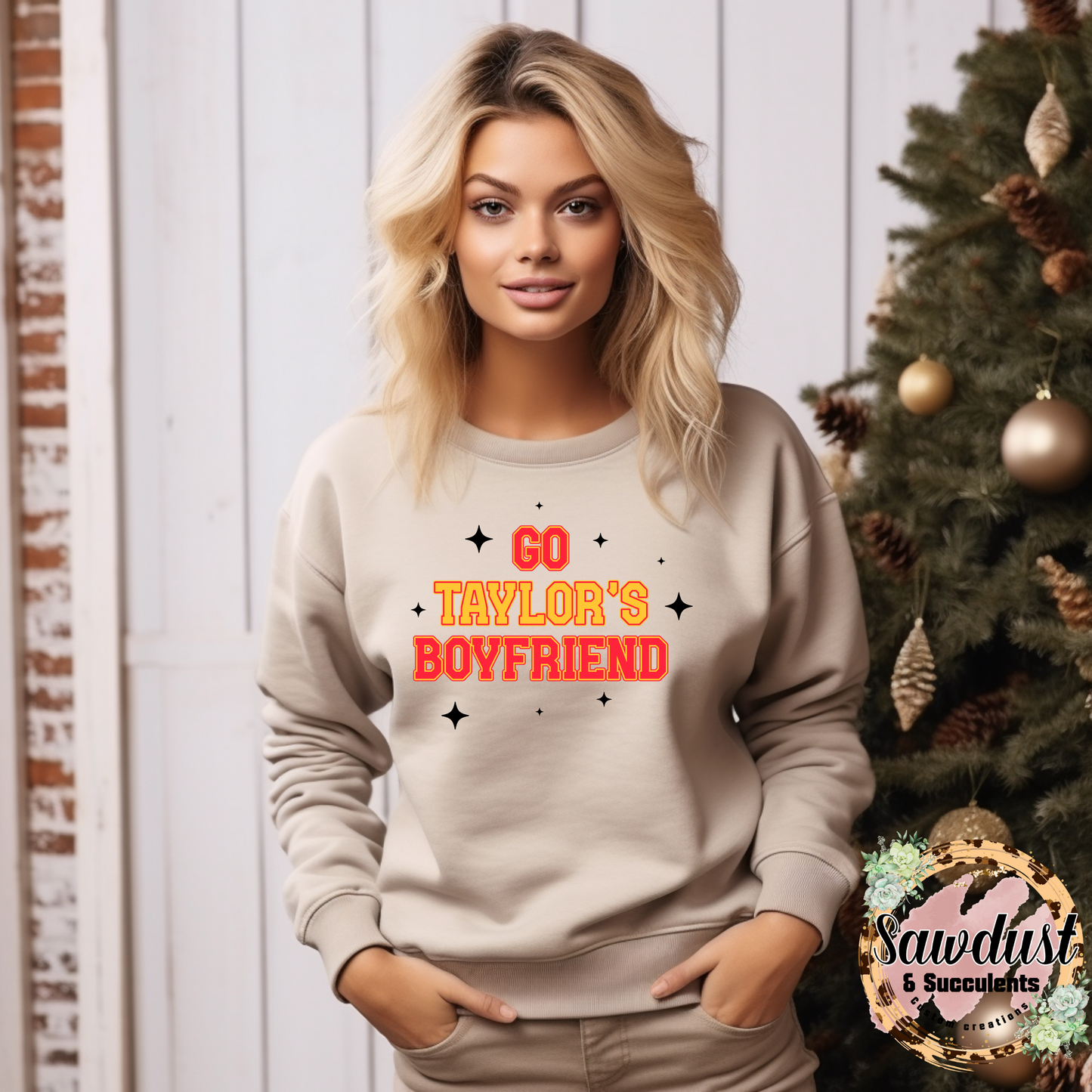 Go Taylor’s Boyfriend Football Graphic Crew Sweater