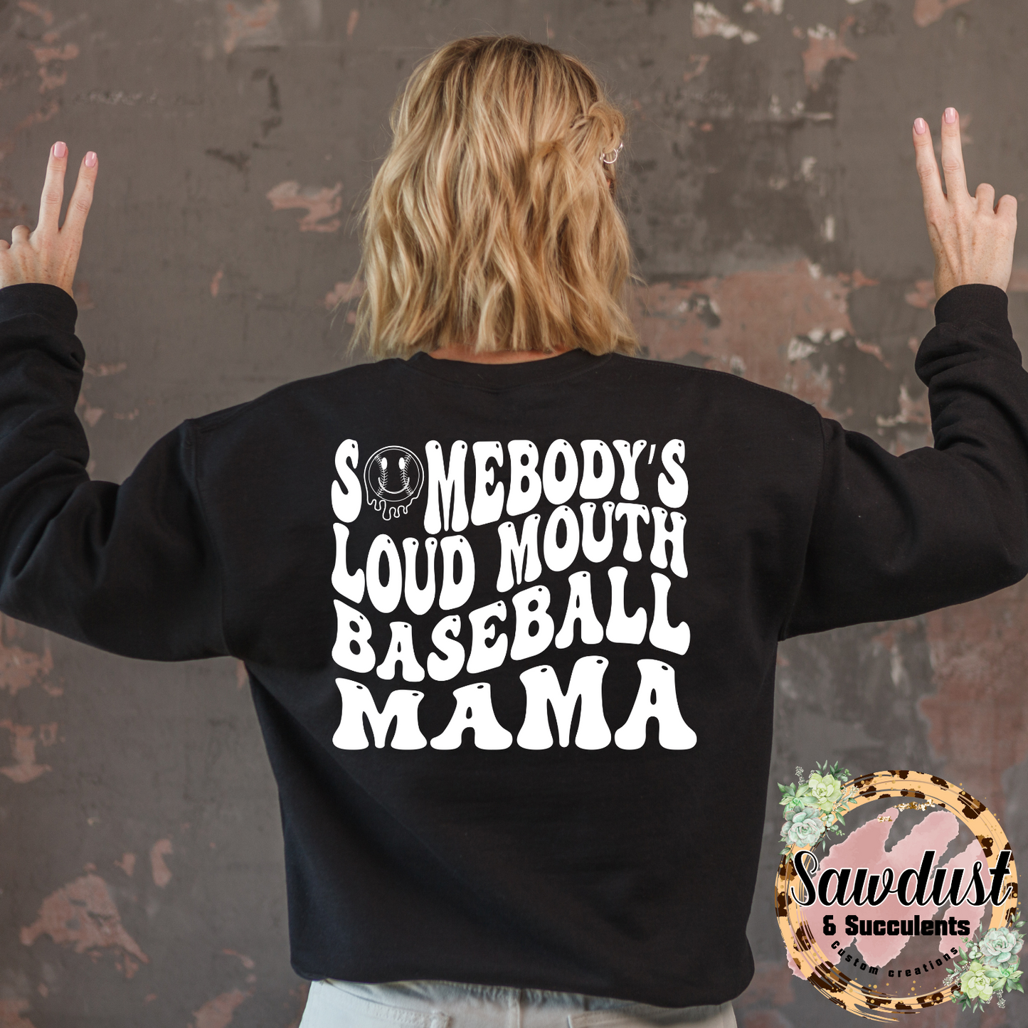 Somebody’s Loud Mouth Baseball Mom Graphic Crew Sweater
