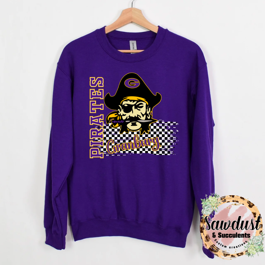 Granbury Pirates Purple Checkered Spirit Wear