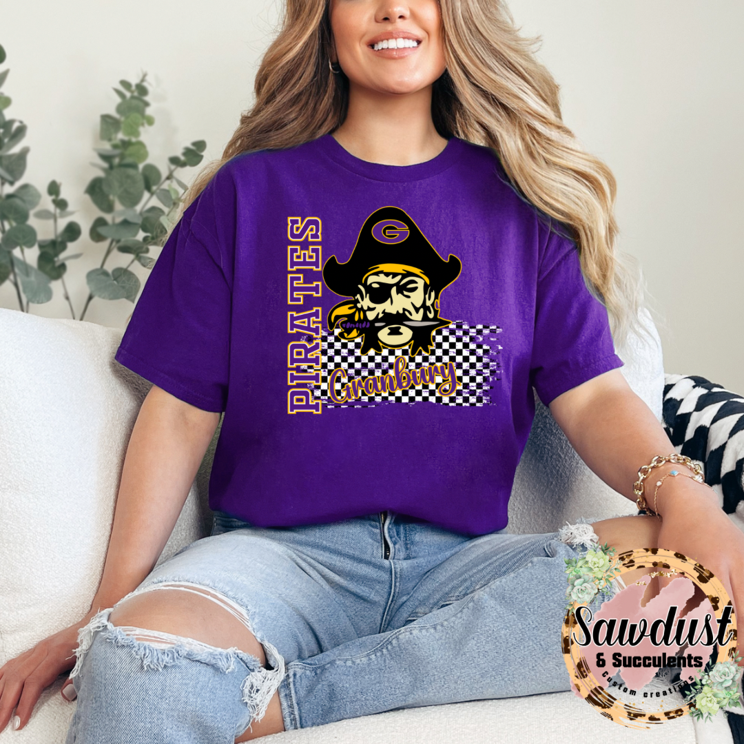 Granbury Pirates Purple Checkered Spirit Wear