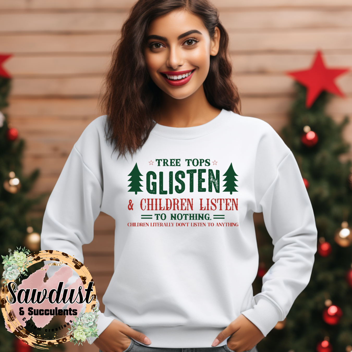 Tree Tops Glisten, And Children Listen To Nothing Graphic Crew Sweater