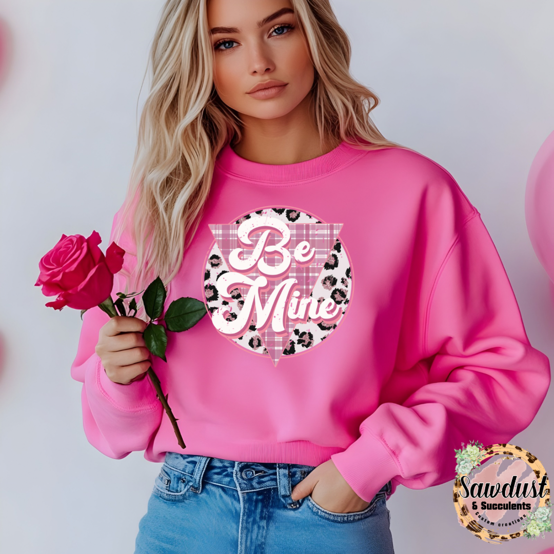Be Mine Leopard Graphic Crew Sweater