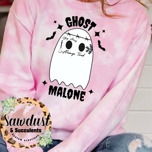 Ghost Malone Pink Tie-Dye Graphic Crew Sweater