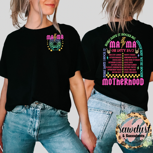 Motherhood World Tour Graphic tee neon