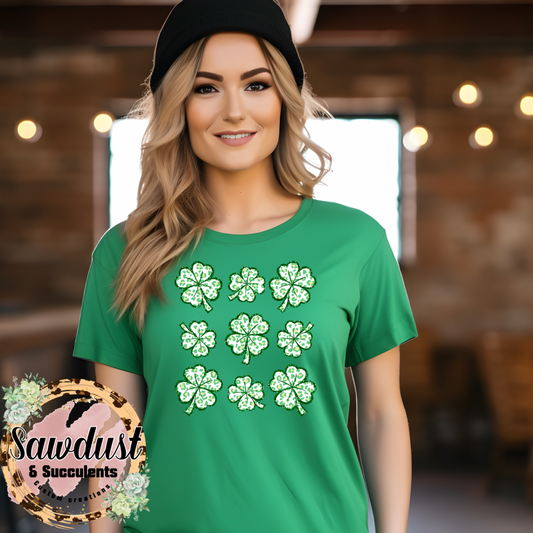 Faux Glitter St. Patrick’s Day Shamrock Graphic Tee