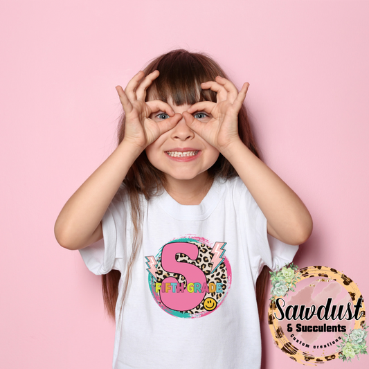 Leopard Neon Fifth Grade graphic Tee