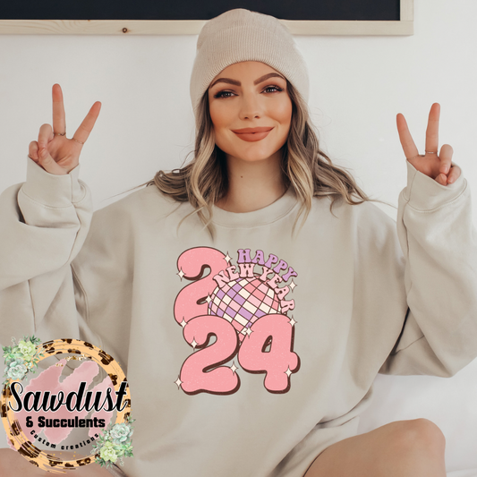Happy New Year 2024 Graphic Crew Sweater