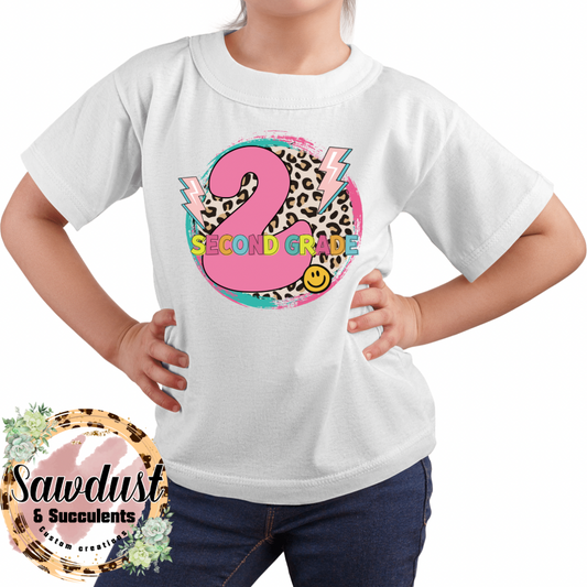Leopard Neon Second Grade graphic Tee