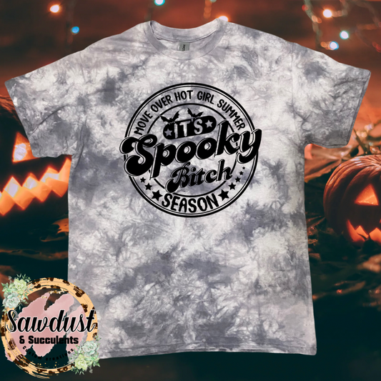 Move over Hot Girl Summer It’s Spooky Bitch Season Grey Tie-Dye Graphic Tee