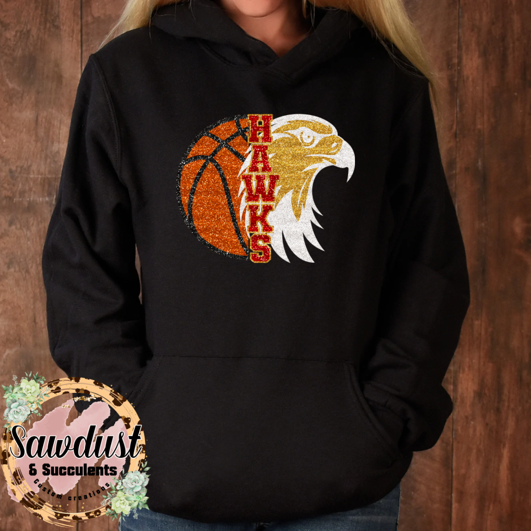 Centennial Hawks Basketball FAUX Glitter School Spirit Wear