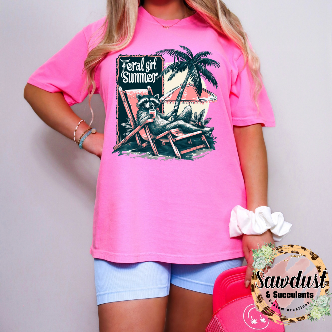 Feral Girl Summer Comfort Colors Oversized Graphic Tee