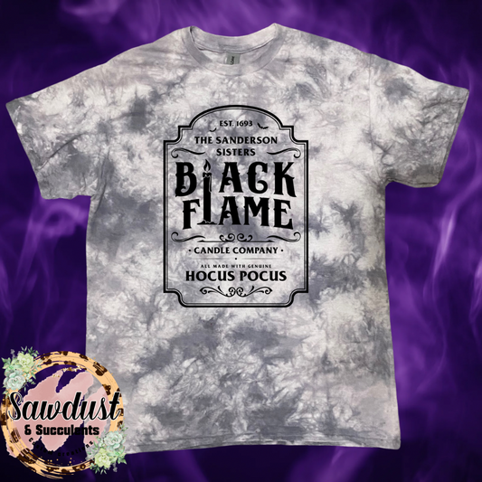The Sanderson Sisters Black Flame Candle Company Grey Tie-Dye Graphic Tee