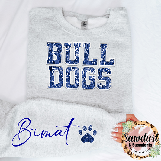 Bimat Bulldogs FAUX Embroidery Sequin Crew Spirit Wear