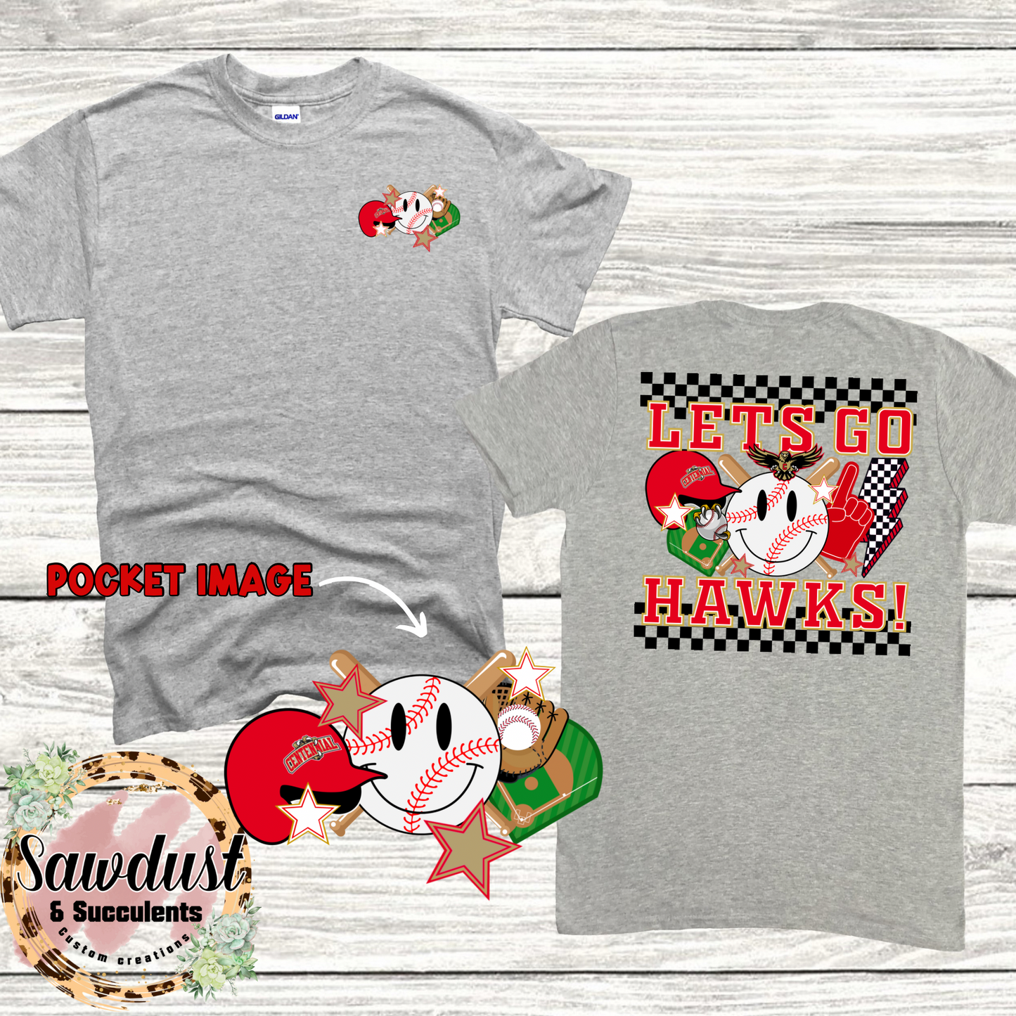 Centennial Hawks Baseball Retro Cluster School Spirit Wear