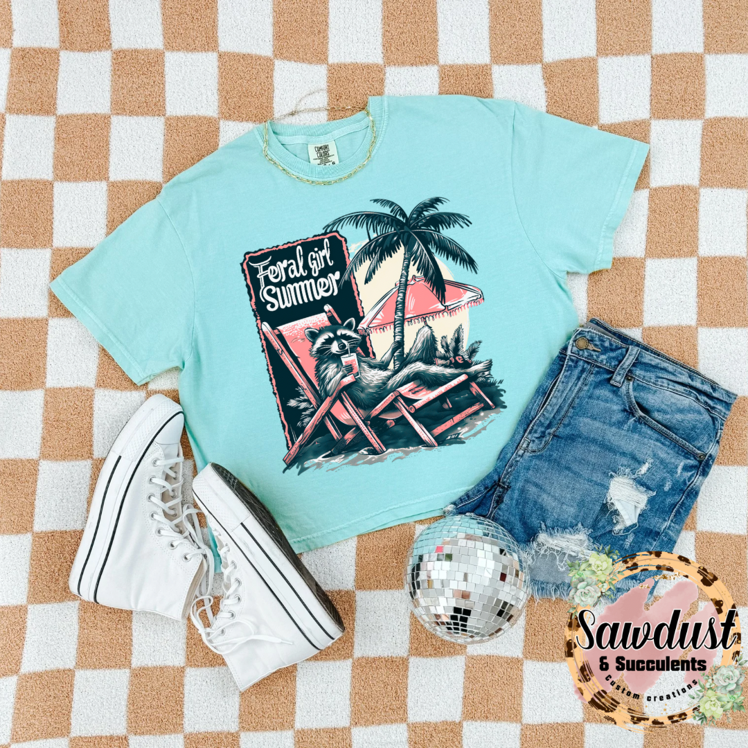 Feral Girl Summer Comfort Colors Oversized Graphic Tee