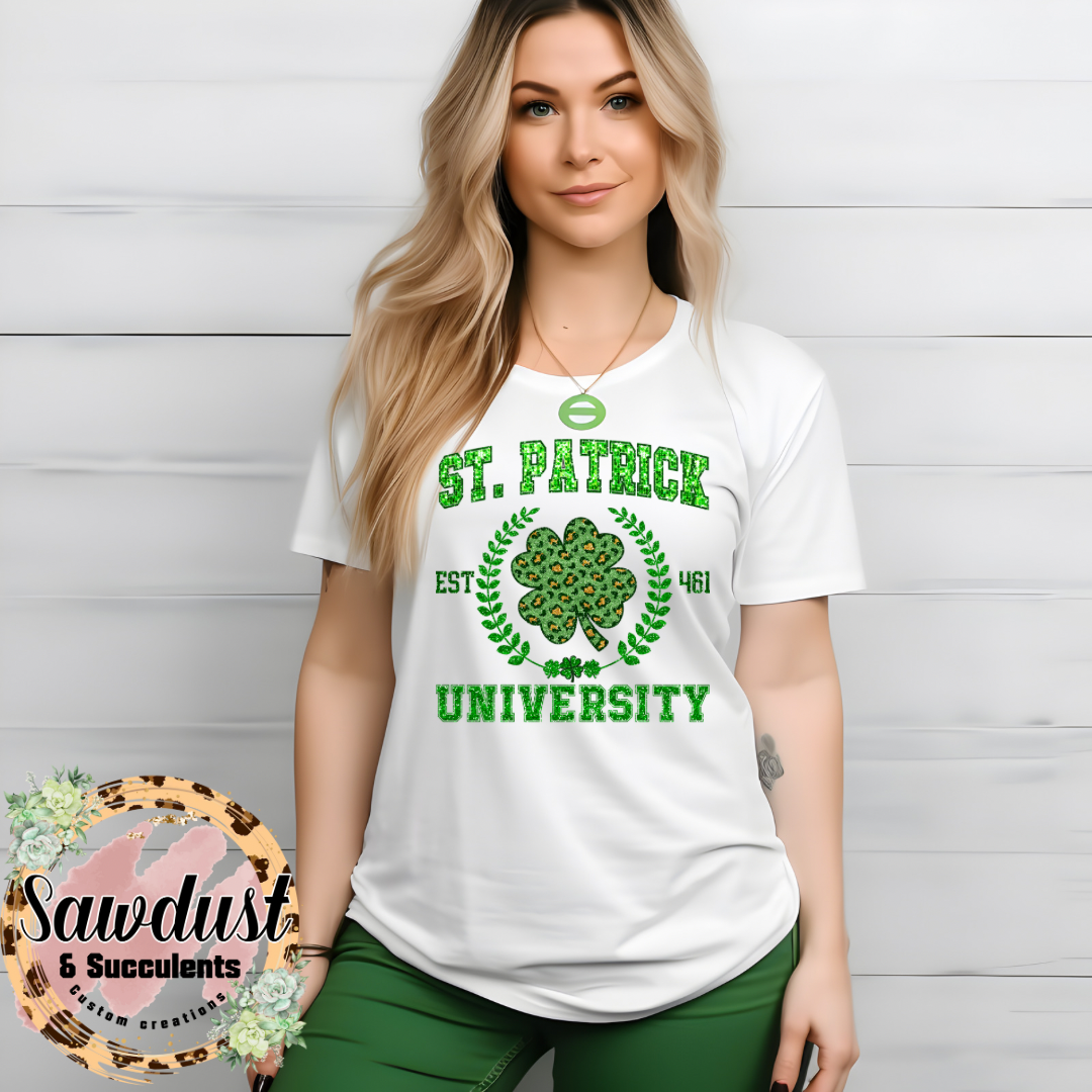 FAUX sequin St. Patrick’s Day University Graphic tee/Sweater