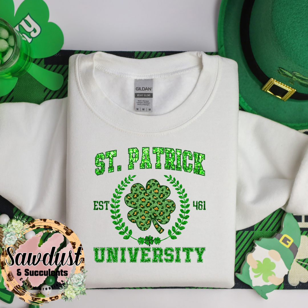 FAUX sequin St. Patrick’s Day University Graphic tee/Sweater