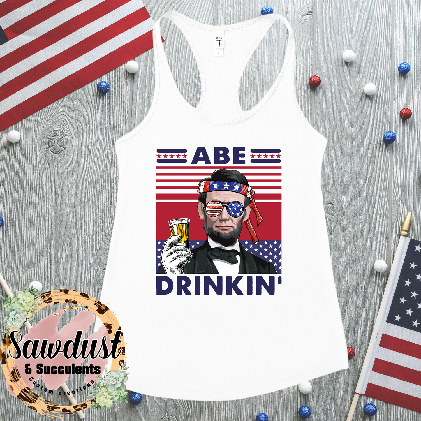 Abe Drinkin’ Patriotic Graphic Tee/Tank