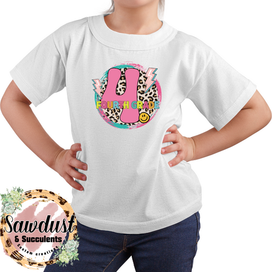Leopard Neon Fourth Grade graphic Tee