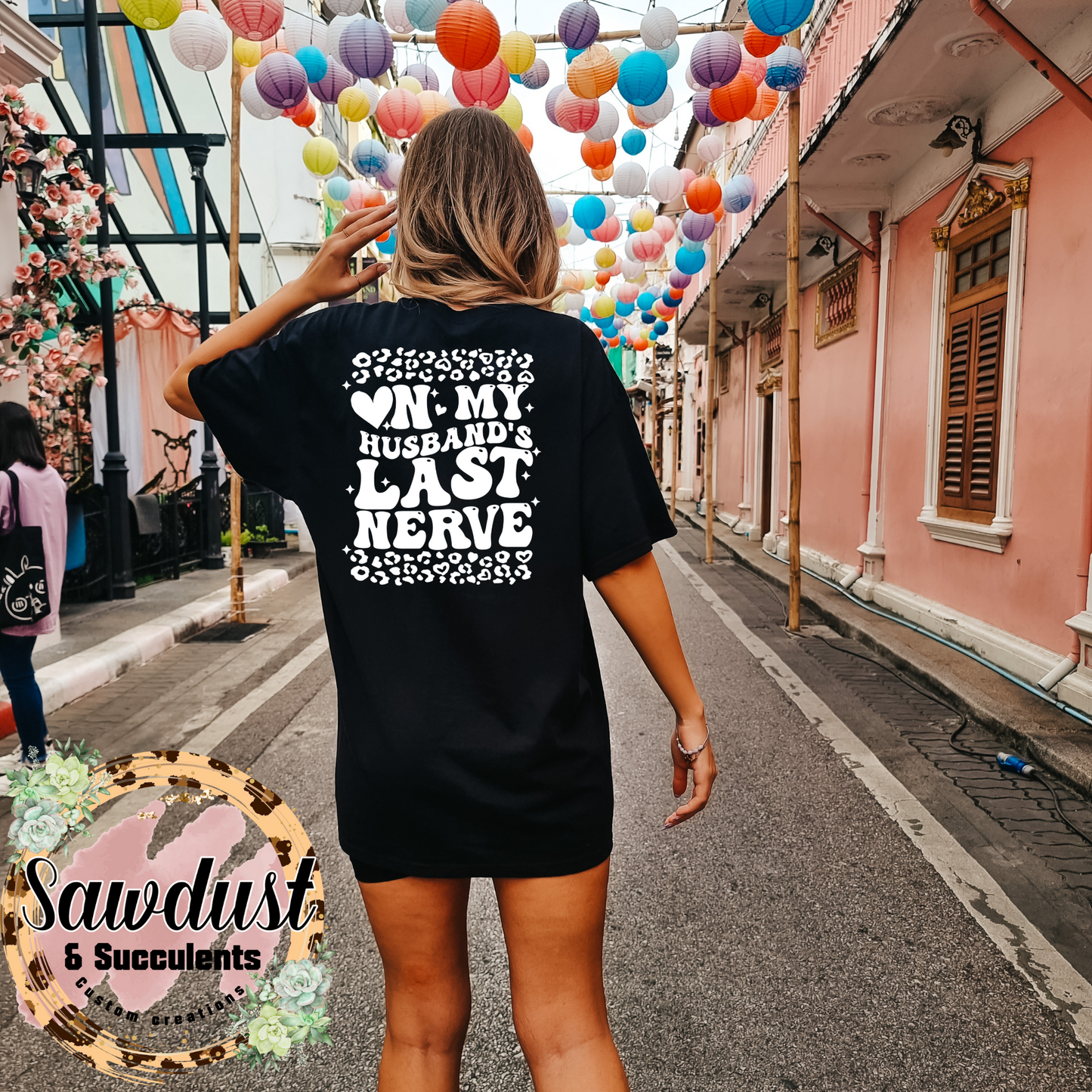 On my husbands last nerve Oversized Graphic Tee