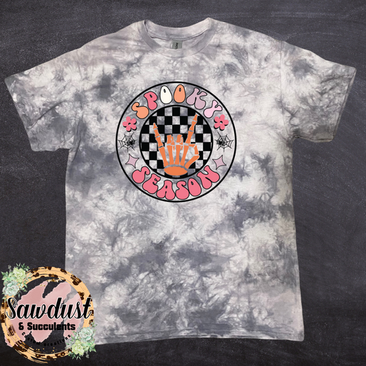 Spooky Season Grey Tie-Dye Graphic Tee