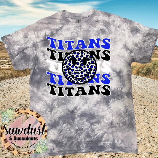 Frontier Titans Retro Smiley Grey Tie-Dye Graphic Tee