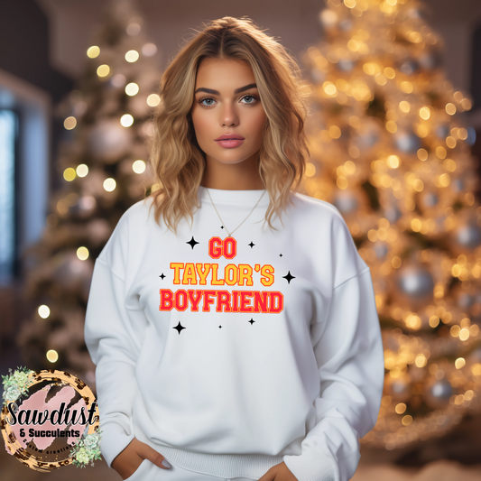 Go Taylor’s Boyfriend Football Graphic Crew Sweater