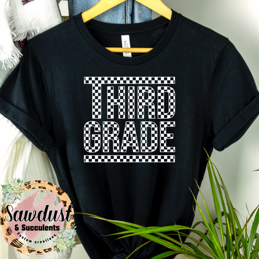 Checkered Third Grade graphic Tee