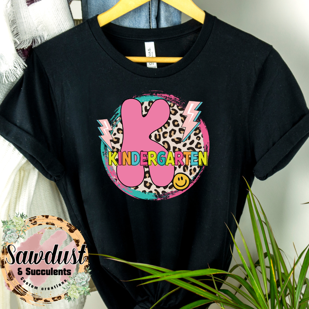 Leopard Neon Kindergarten graphic Tee