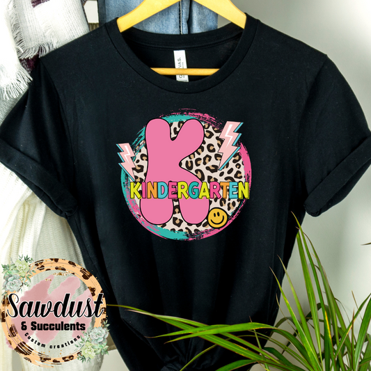 Leopard Neon Kindergarten graphic Tee