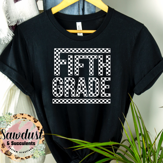 Checkered Fifth Grade graphic Tee