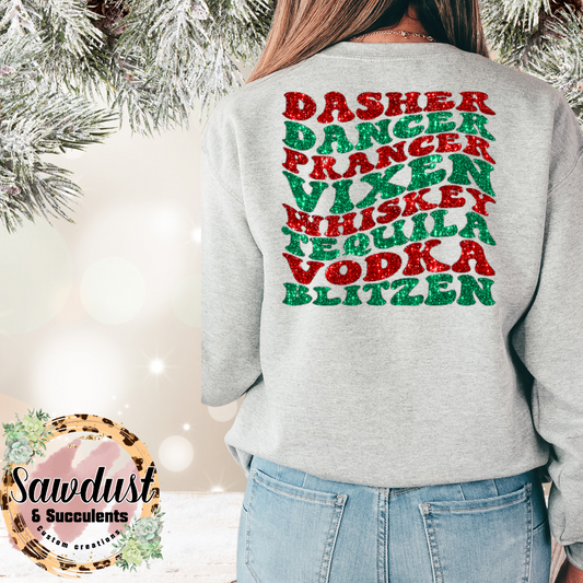 Getting Blitzened Christmas Reindeer Graphic Crew Sweater