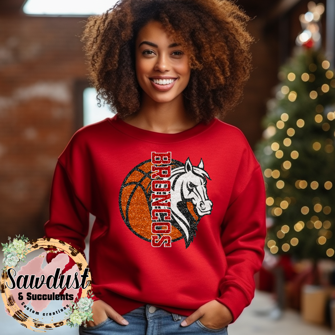Broncos Basketball FAUX Glitter School Spirit Wear
