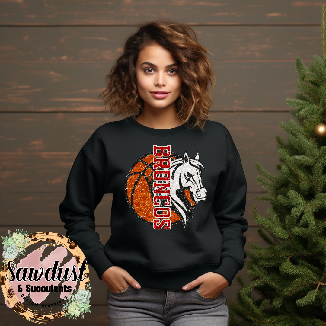 Broncos Basketball FAUX Glitter School Spirit Wear