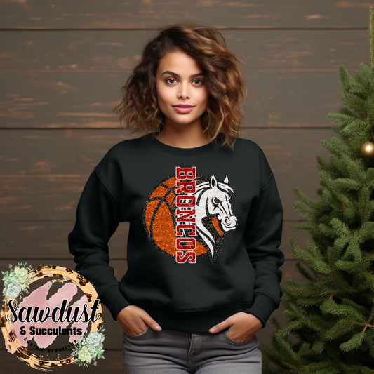 Broncos Basketball FAUX Glitter School Spirit Wear