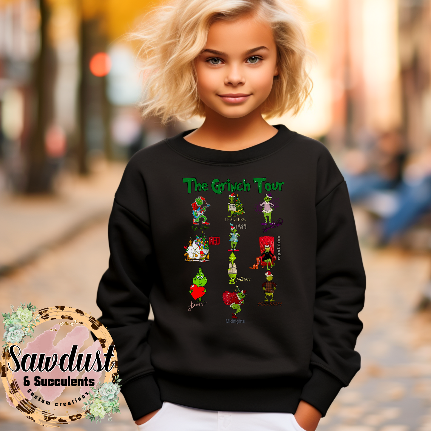 The Grinch Eras Tour Youth Graphic Crew Sweater