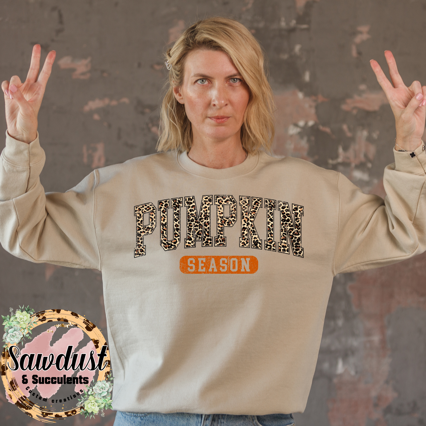 Leopard Pumpkin Season Graphic Crew Sweater