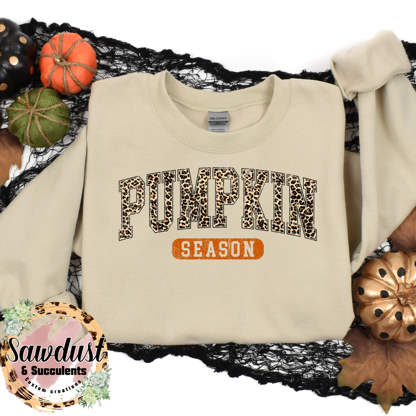 Leopard Pumpkin Season Graphic Crew Sweater