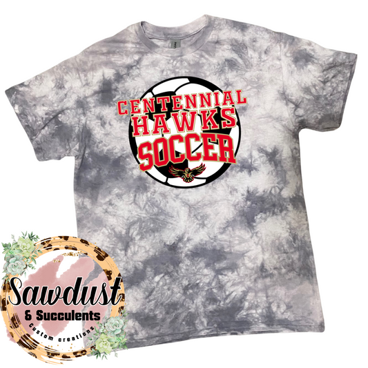 Centennial Hawks Soccer Grey Tie-Dye Graphic Tee