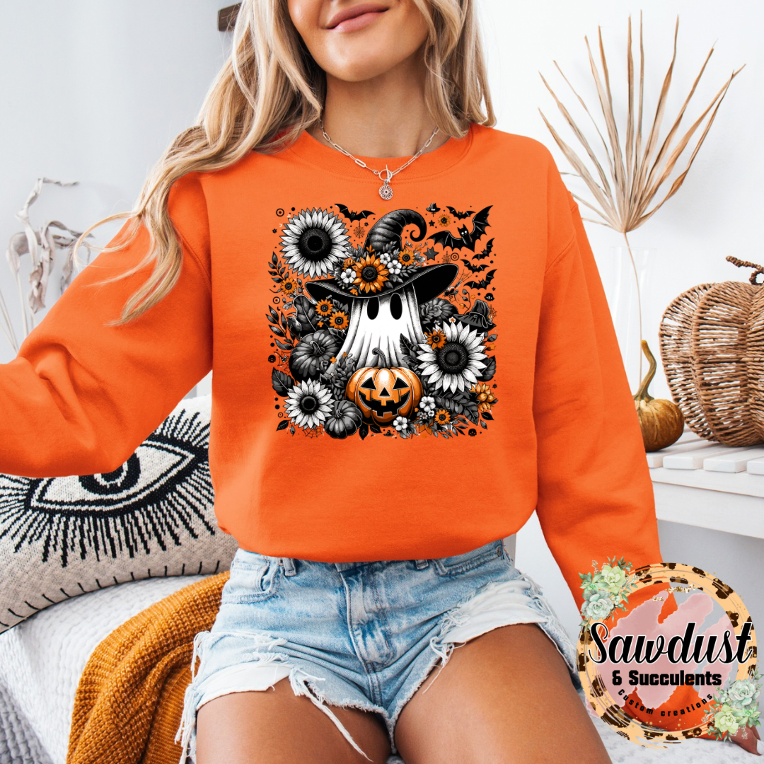 Halloween floral ghost Graphic Crew