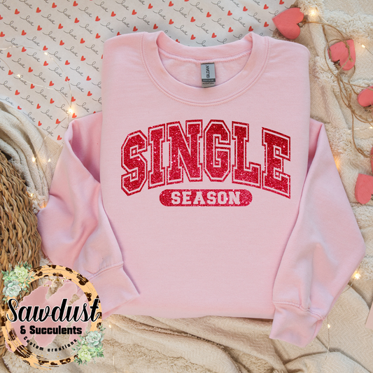 Single Season Faux Glitter Graphic Crew Sweater