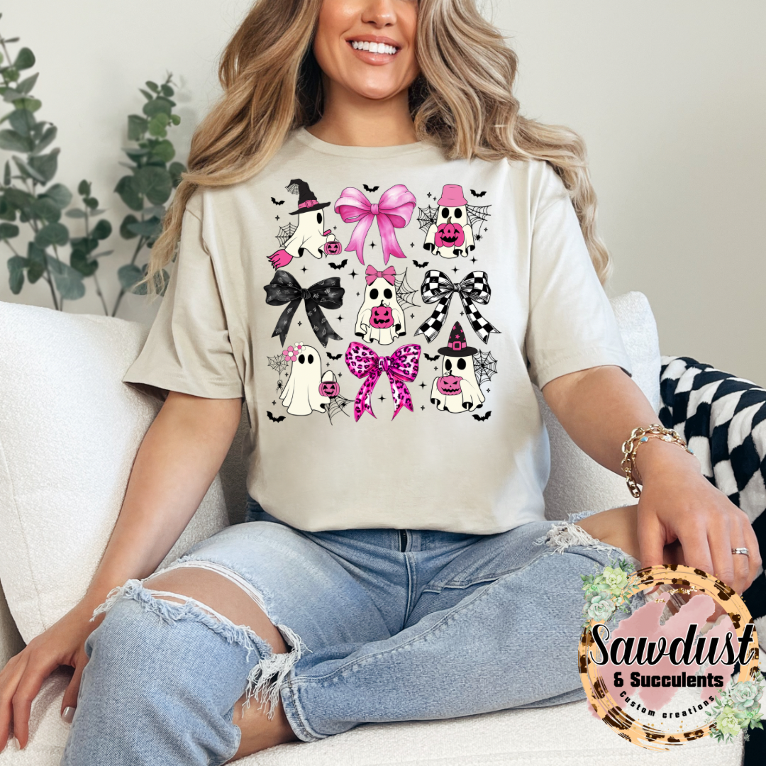 Pink Halloween Ghost Cluster Graphic Crew