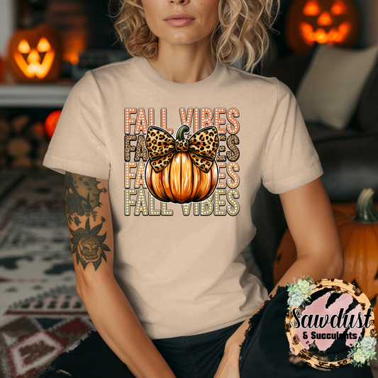 Leopard Stacked Fall Vibes Graphic Crew