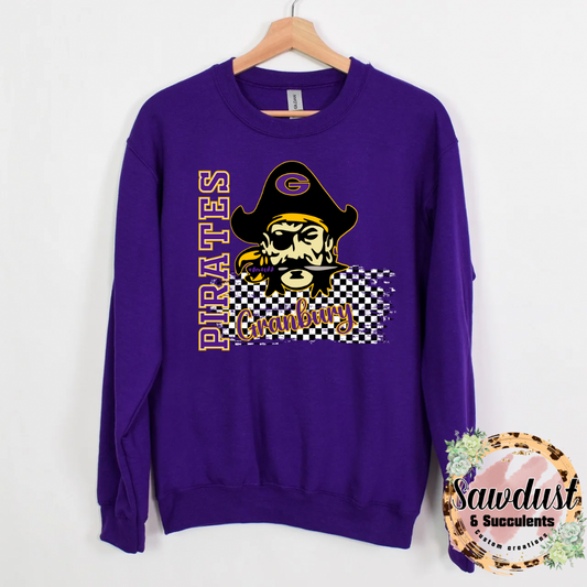 Granbury Pirates Purple Checkered Spirit Wear