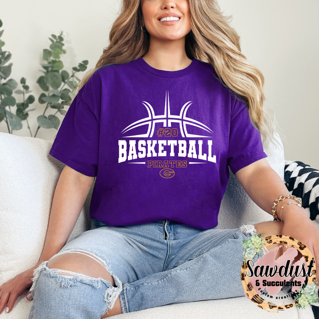 Granbury Pirates Basketball Spirit Wear (Customizable number)