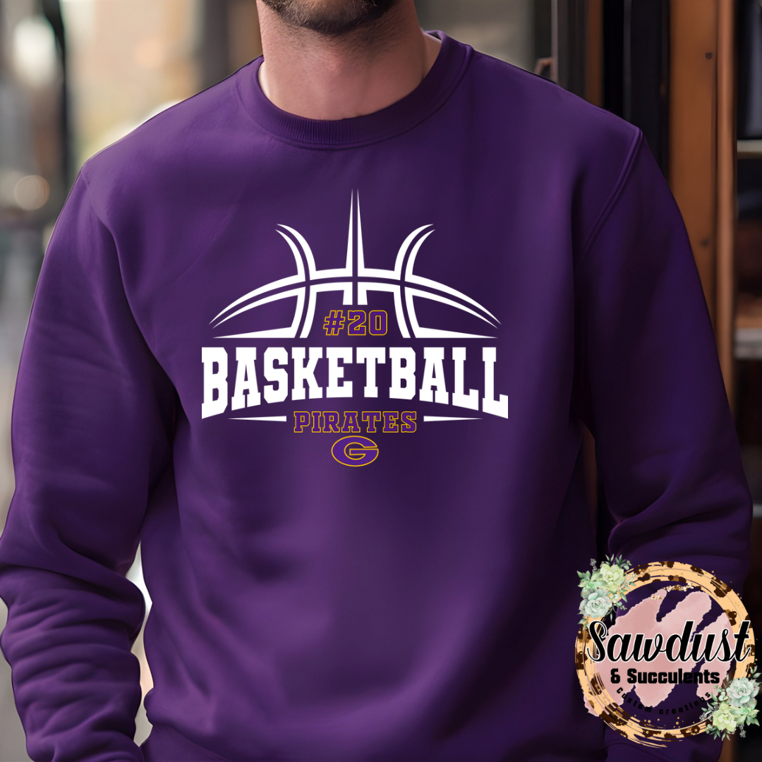 Granbury Pirates Basketball Spirit Wear (Customizable number)